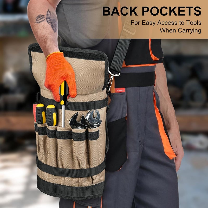 LEFORZ Tool Bag,Large Roll Up Tool Bag Organizer,13 Pockets Tool Roll Storage Pouch,Heavy Duty Portable Tool Storage Carrier Bag for Men,Mechanic,Electrician & Hobbyist,Khaki - Image 4